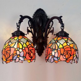 Rosenrote Tiffany Buntglas...